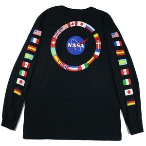 NASA Black Long Sleeve International Flags Tee